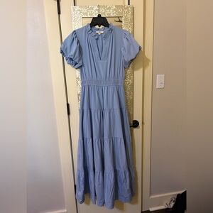 Entro Light Blue Tiered Maxi Dress